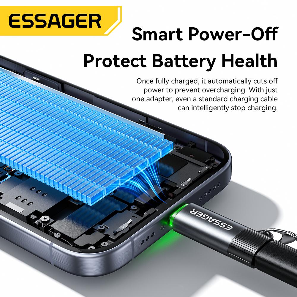 Essager 100W 5A Smart Power-off OTG Adapter Type C OTG Connector With Lanyard For iPhone 17 16 15 Android Phones Tablet Laptop