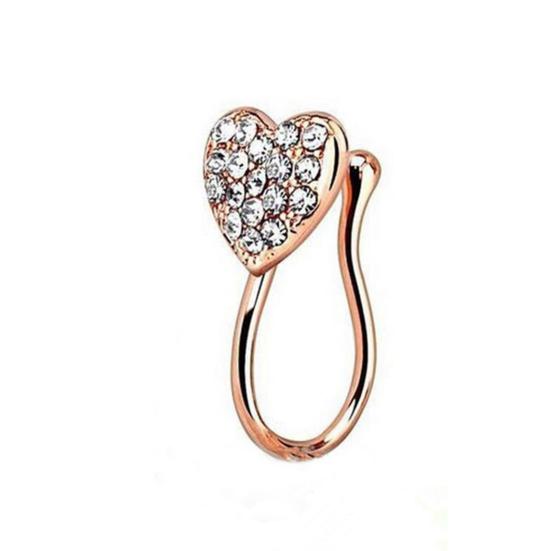 

Nose Ring Glitter Heart Shape Rhinestone Alloy Stylish Fake Nose Ring for Party золотистый