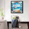 New Arrival 5D DIY Full Circle Diamond Painting "Window Seaside" Embroidery Cross Stitch Home Decor Gift