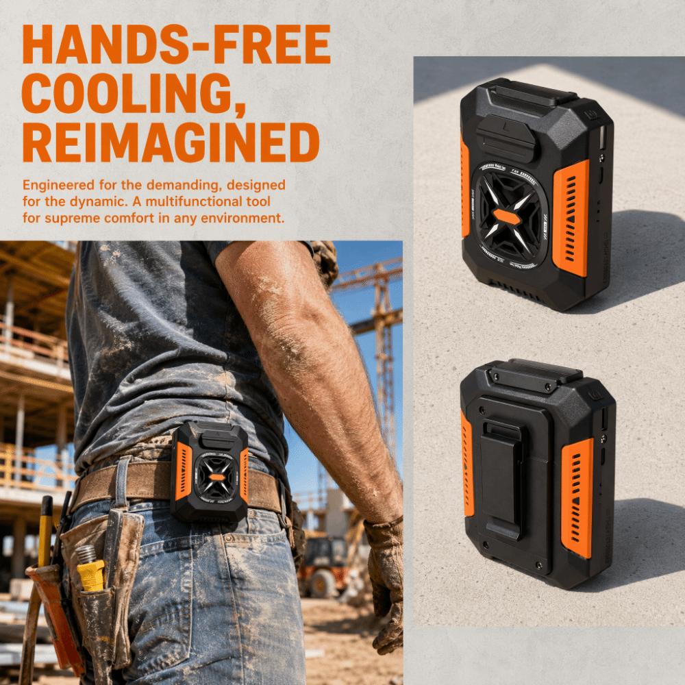 5000mAh Waist Mounted Fan Power Bank Mini Electric Fans Durable Waist Clip on Fan Outdoor