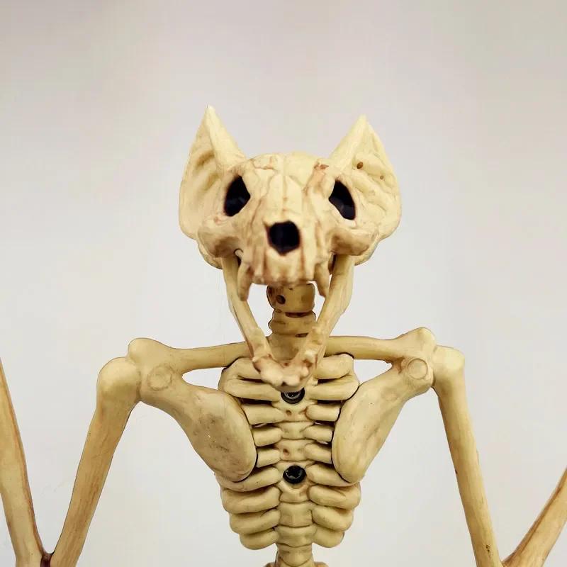 Creative Halloween Scary Skeleton Decoration Crouching Cat Skeleton Cat Skull Model Creepy Animal Bones for VAMPIRE Party Trick