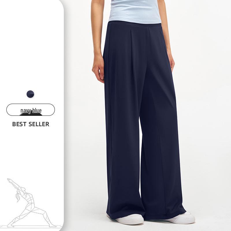 Women's Wide-Leg High Waist Summer Yoga Pants - Lightweight, Loose Fit, Straight, Long Sports Pants for Fitness & Casual Wear.