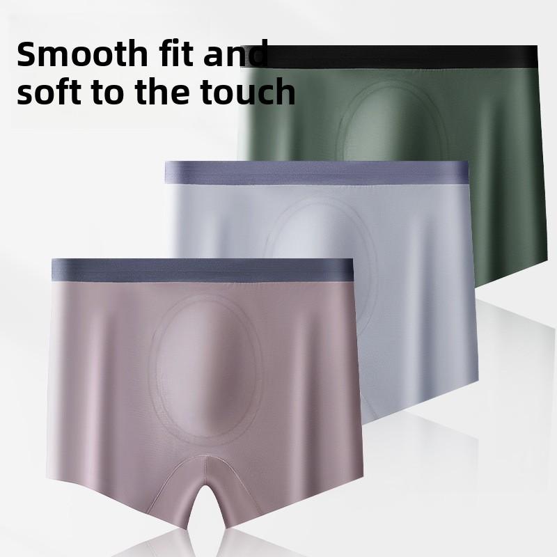Large Size Men's Spring and Summer Thin Ice Silk Antibacterial No Trace Flat Angle Underwear