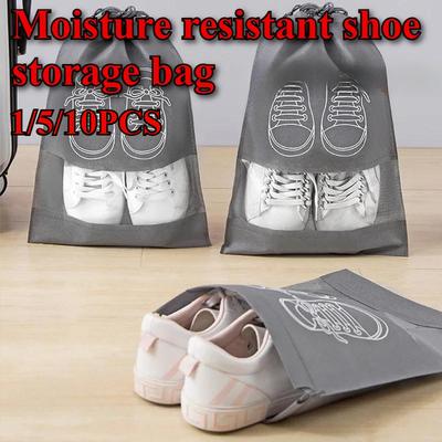 1/5/10PCS Non-woven Shoes Bag Waterproof Dustproof Travel Bag Portable Tote Drawstring Bag For Shoes Storage Shoes Organizer 2024