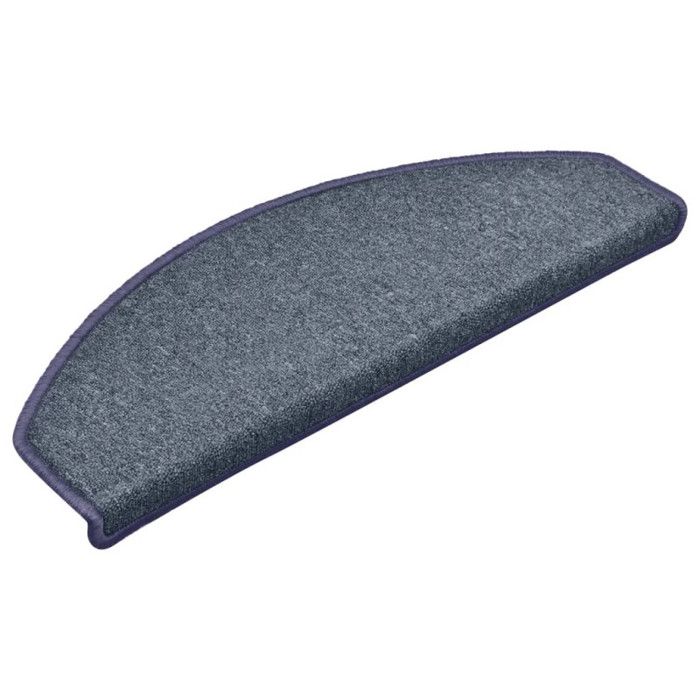 VidaXL Tapis d'escalier 15 pièces 65 x 24 x 4 cm Gris foncé et bleu Demi-rond Grand 322365