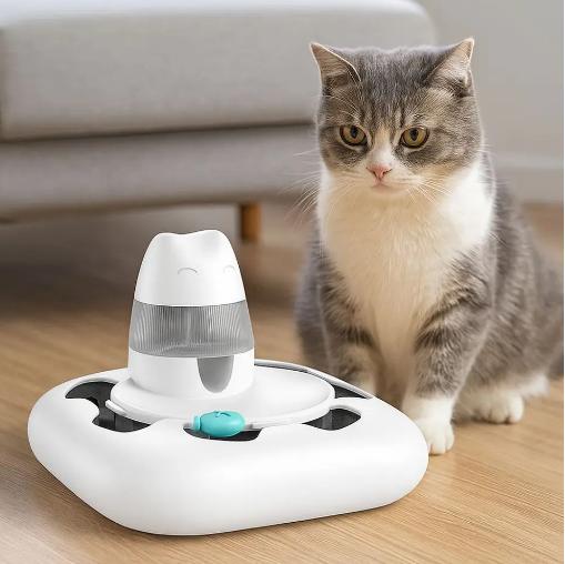 High-Quality Electric High-Quality Cat High-Quality Treat High-Quality Dispenser High-Quality Toy High-Quality Roller High-Quality Track (WHITE,800g) белый