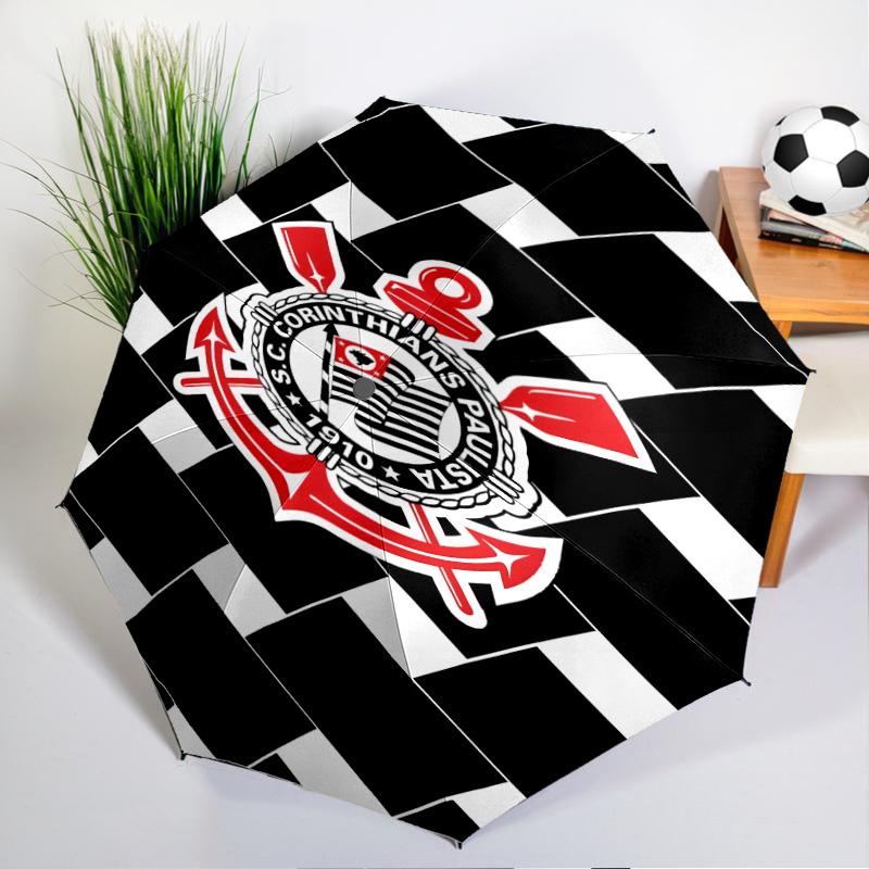 Sport Club Football Crest Printed Automatic Umbrella, 8-Frame for Travel, Camping, Casual Umbrella, Essential Gift for  for Family and Friends