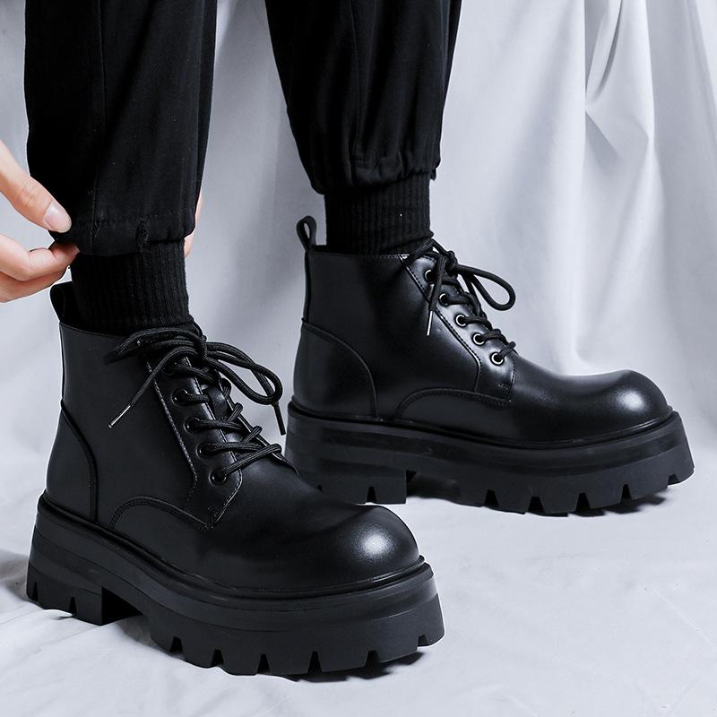 Martin boots men's autumn and winter heightening tooling locomotive wind super fire leather boots big head advanced short boots 9133-Y