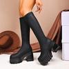 Damen Stiefel mit weiter Weite und runder Zehenpartie, High Heel Plateau Stiefeletten, Europäische Mode Stiefeletten für Damen