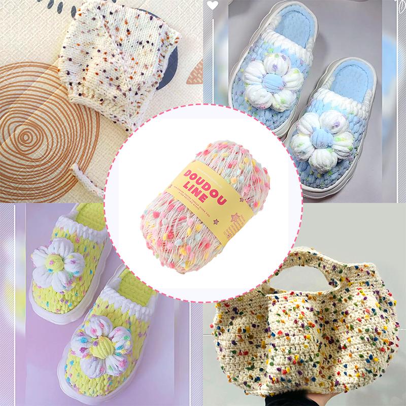 Filato di mohair morbido e confortevole, 50 g/rotolo, filo arcobaleno multicolore per maglione, sciarpa, fai da te, gomitolo di lana all'uncinetto, pois colorati