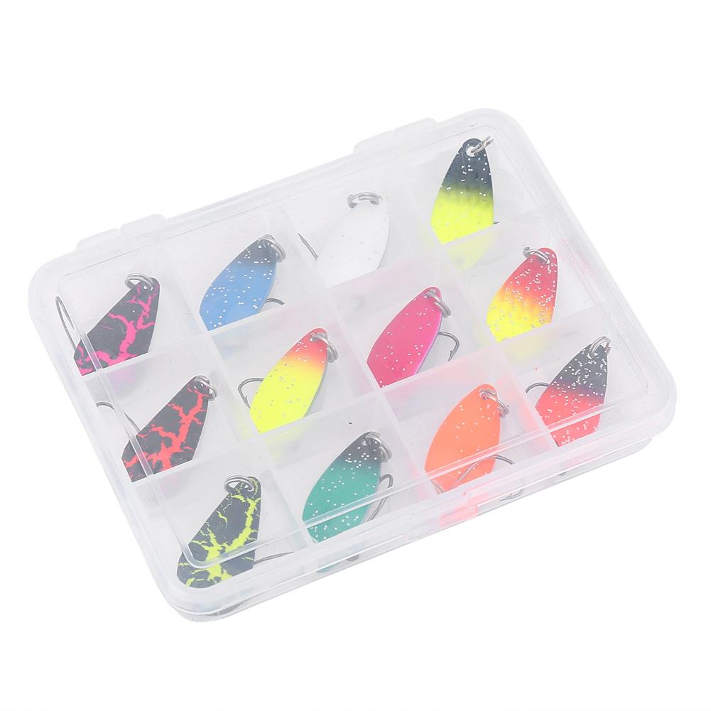 

12pcs Saltwater Metal Hard Bait Sequins Spoon Fishing Hook Tackle Accessory