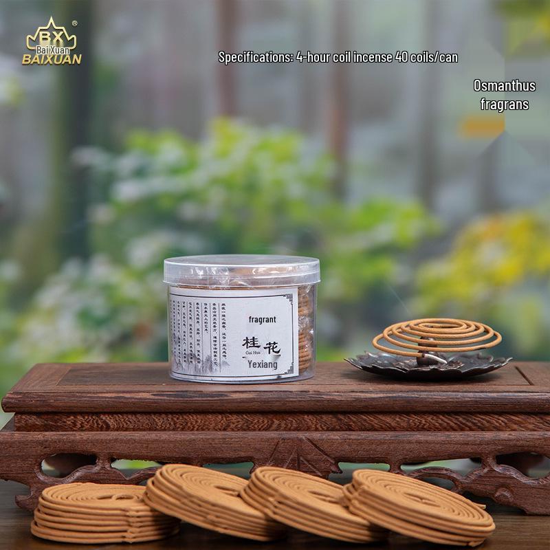 4-Hour Sandalwood & Mugwort Coil Incense (120 Pcs) with Burner - Indoor Long-Lasting Scent & Toilet Deodorizer