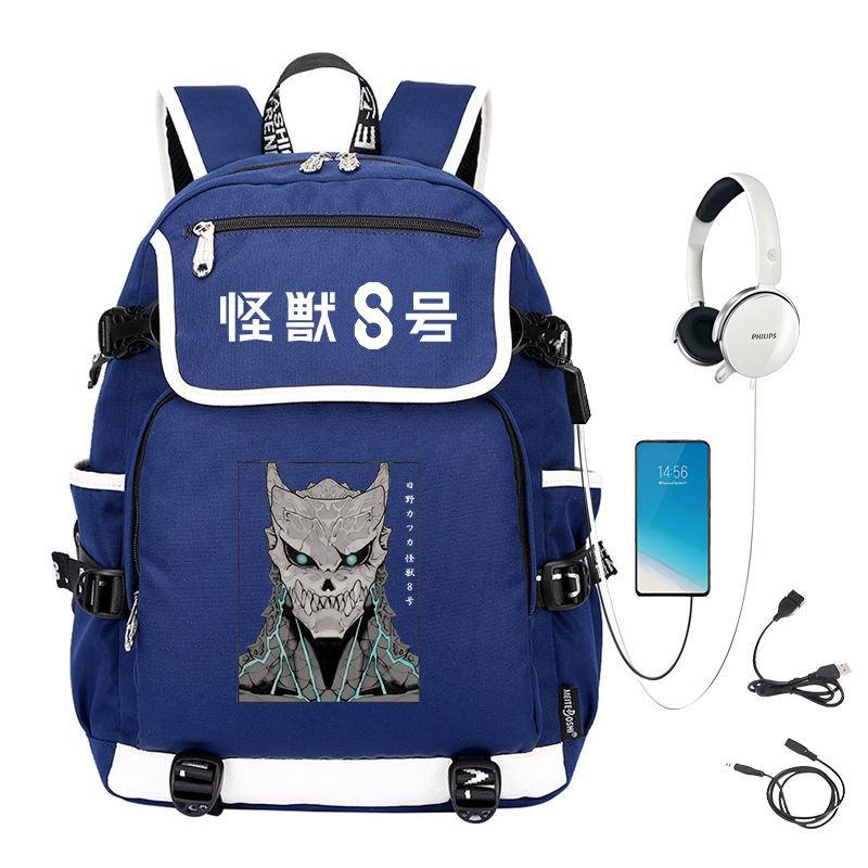 Monster No. 8 Peripheral Personalized Printed Backpack with USB Interface Cross-border Korean Edition Student Leisure School Bag