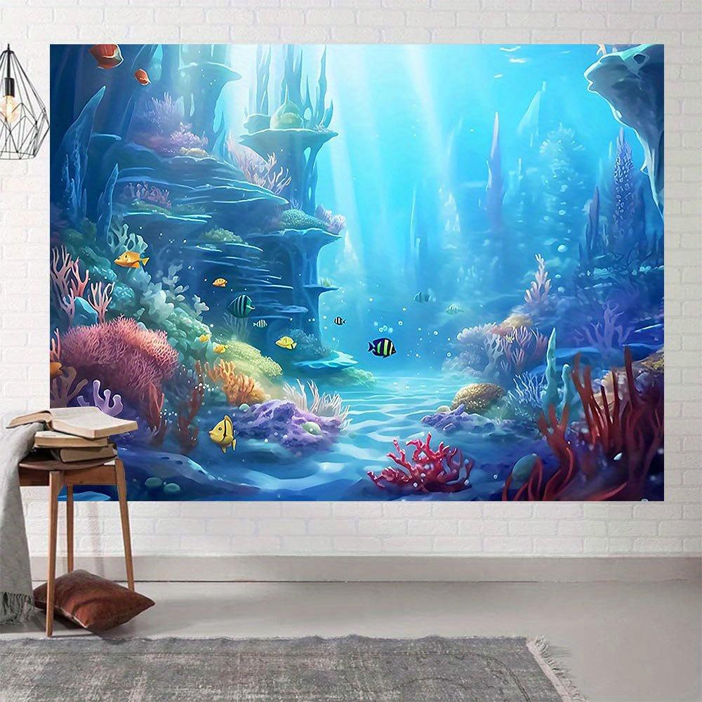 Ein 2D flacher Meeresbodenhintergrund - blaue Ozean-Unterwasserwelt - Korallenriff-Fotografiehintergrund - Geburtstagsfeier-Dekor 46