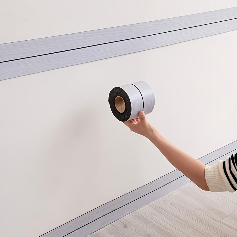 

1PC Thin PVC Peel and Stick Baseboard - Wall Guard with Wood Grain Finish for Floor Gap Cover,Renters Home 3meters