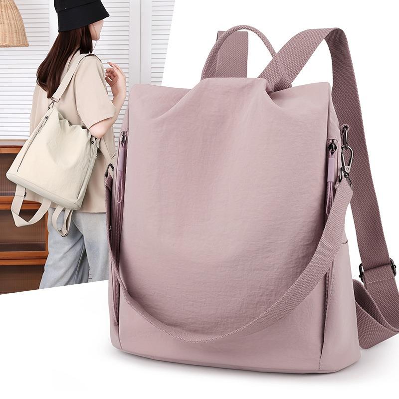 Solid Color Backpack Women's Autumn New Fashion Single Shoulder Women's Backpack Large Capacity Lightweight Backpack Women