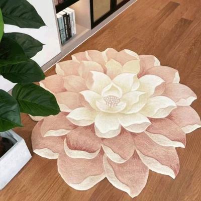 Blumenform Fußmatte Floraler Wohnzimmerteppich Rutschfeste Badematte Dahlie Rose Pfingstrose Lotus Teppich für Badezimmer Schlafzimmer Wohnheim Kinderzimmer Küche
