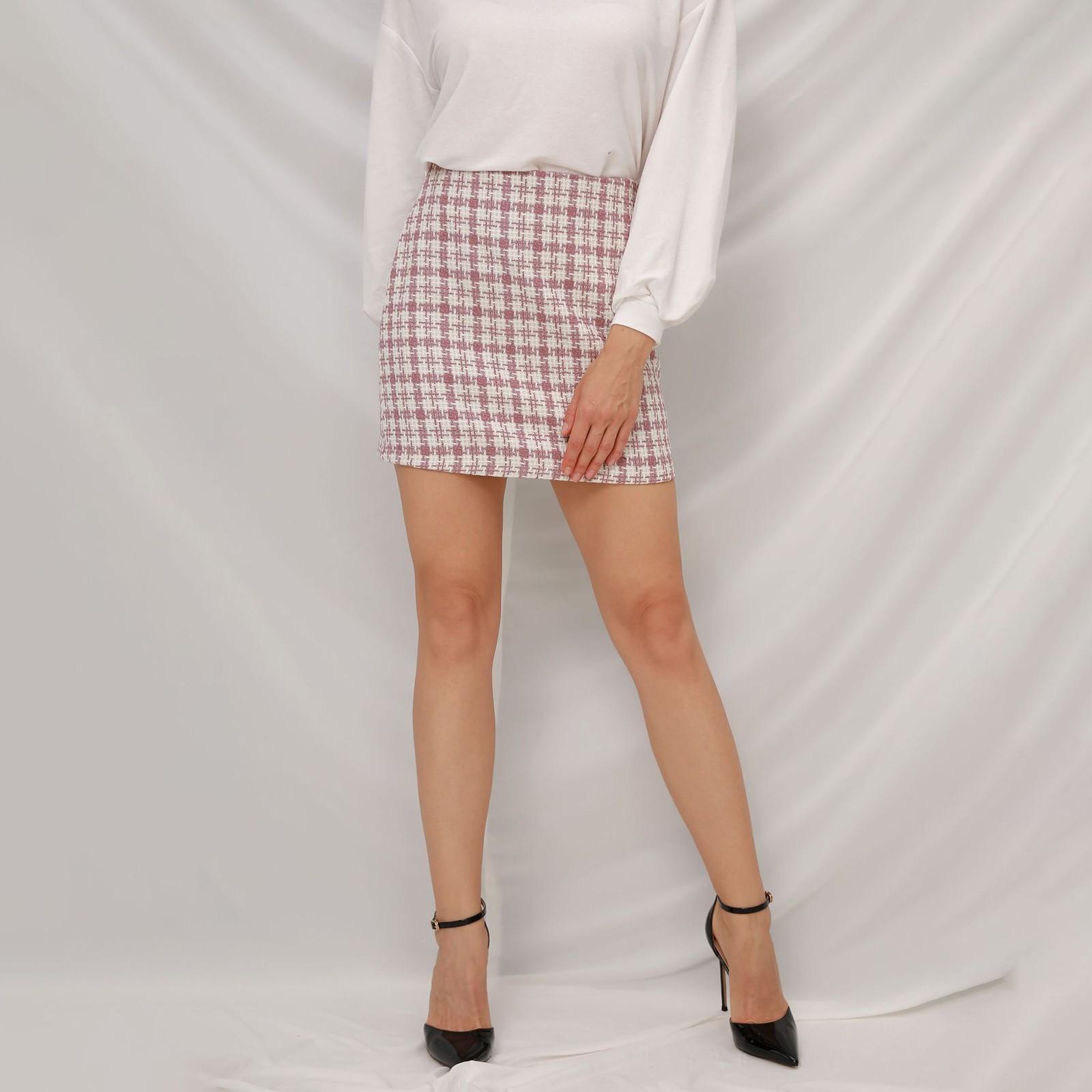 

Женская клетчатая юбка с высокой талией, шерстяные юбки-карандаш S розовый