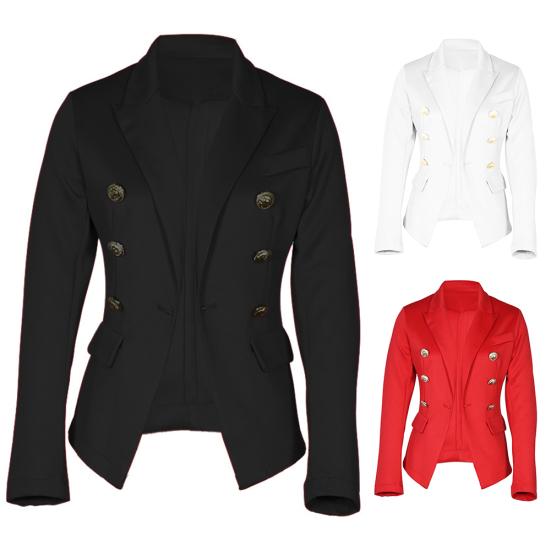 Frauen Herbst Einfarbig Schlank Mantel Anzug Jacke Zweireiher Business Blazer