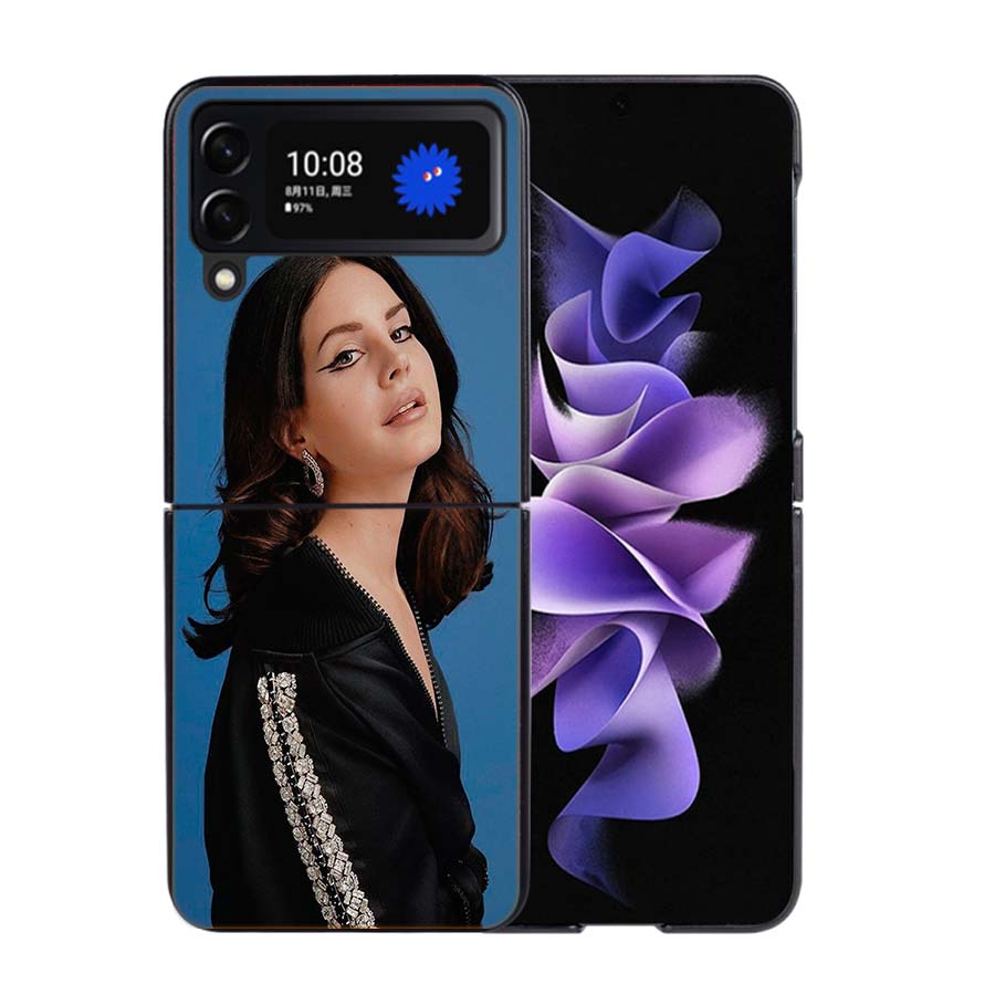 Singer Lana D-Del Rey Phone Case For Samsung Z Flip 7 6 5G Galaxy Z Flip4 Z Flip5 Z Flip3 Coque Black Hard PC Shell Protective C