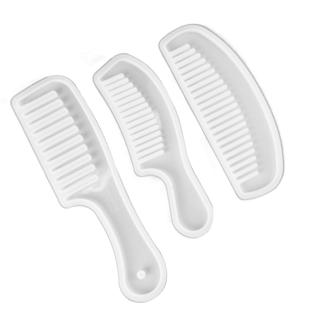 3pcs Comb Silicone Molds Translucent Wide Tooth Hair Comb Molds Set for DIY Hairdressing Styling