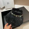 Double-sided Embroidered Flower Eaves Can Be Rolled Empty Top Hat Summer Light Luxury Color Rhinestone Sunshade Sun Hat
