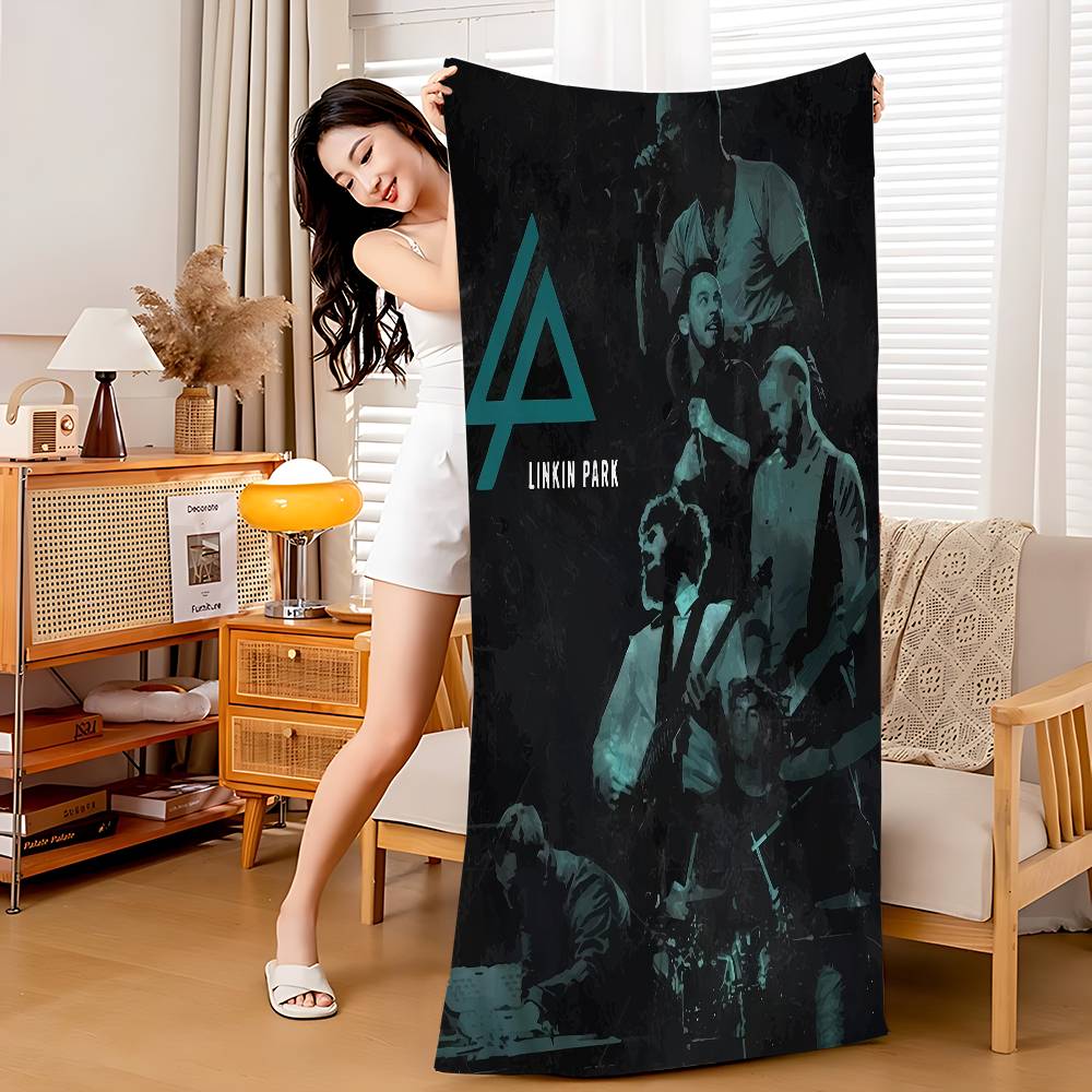 Rock Band L-Linkin Cool P-Park Microfiber Blanket Quick Drying Beach Towels Oversized Printing Super Absorbent Pool Blanket