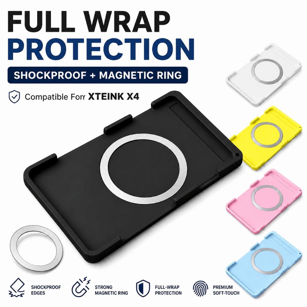 with Magnetic Metal Ring EBook Reader Case Decorative Cover for XTEINK X4 E-Reader Protection