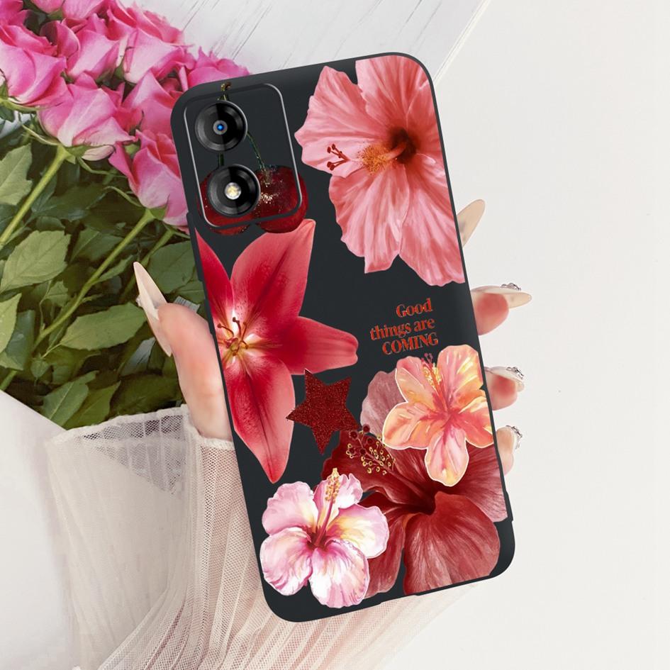 For Motorola Moto E13 Case Fashion Butterfly Flower Soft Black Silicone Cover Shockproof Shell For Motorola Moto E14 E 14 Fundas