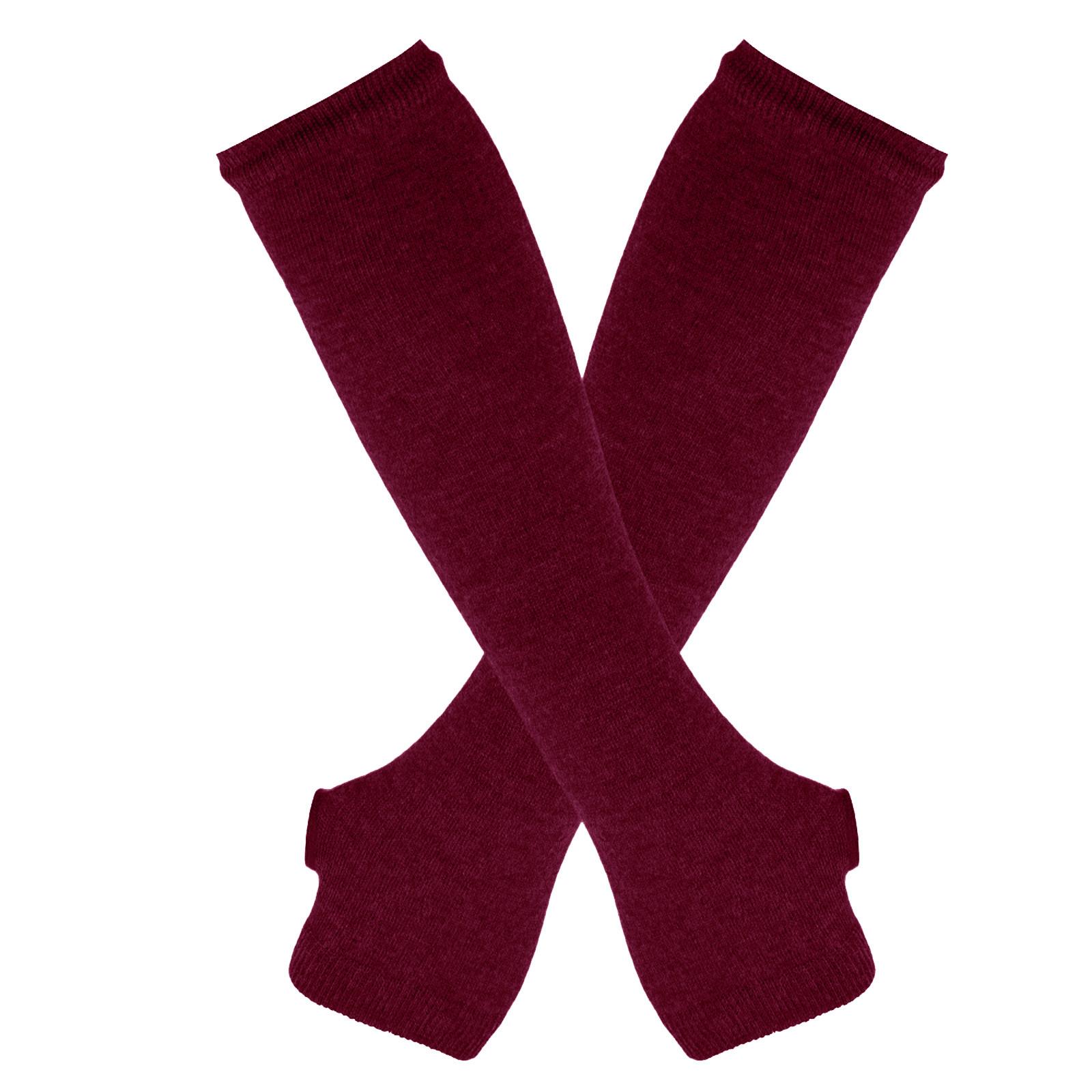 

Модные теплые длинные перчатки, чехол для рук, однотонный открытый хлопок, длинный чехол на запястье One Size винный