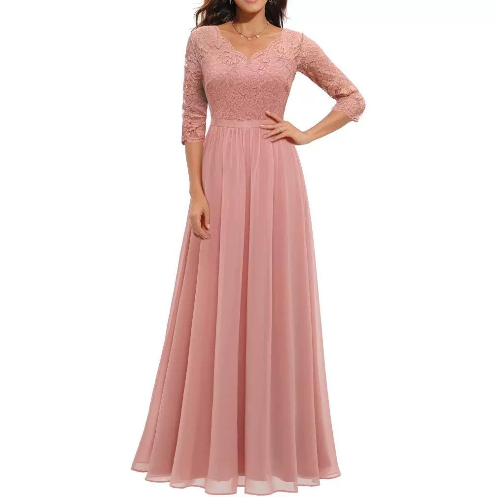 Elegant Lace Splicing Long Evening Dress for an Impressive Look