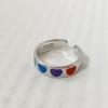 Korean Style Colorful Heart Ring for Women - Niche Sweet Cool Retro, Light Luxury Index Finger Band