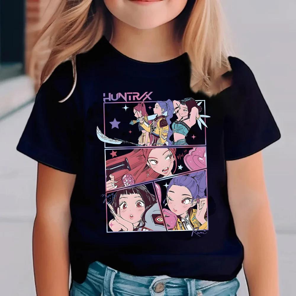 Children's Cartoon Print Crew Neck Fashion T-shirt Short Sleeve Cute Casual Comfortable T-shirt Girl