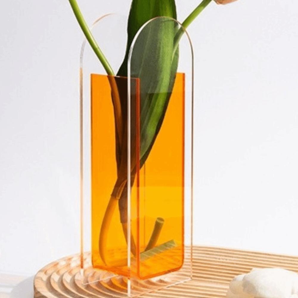 Transparent Acrylic Vase Geometric Flower Container Minimalist Flower Vase  Tabletop Decoration