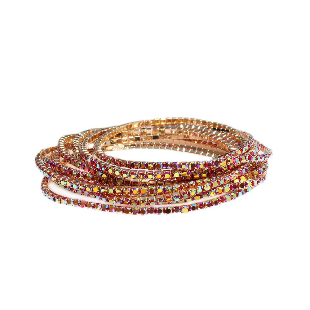 European & American Style Colorful Zircon Diamond Elastic Tennis Bracelet