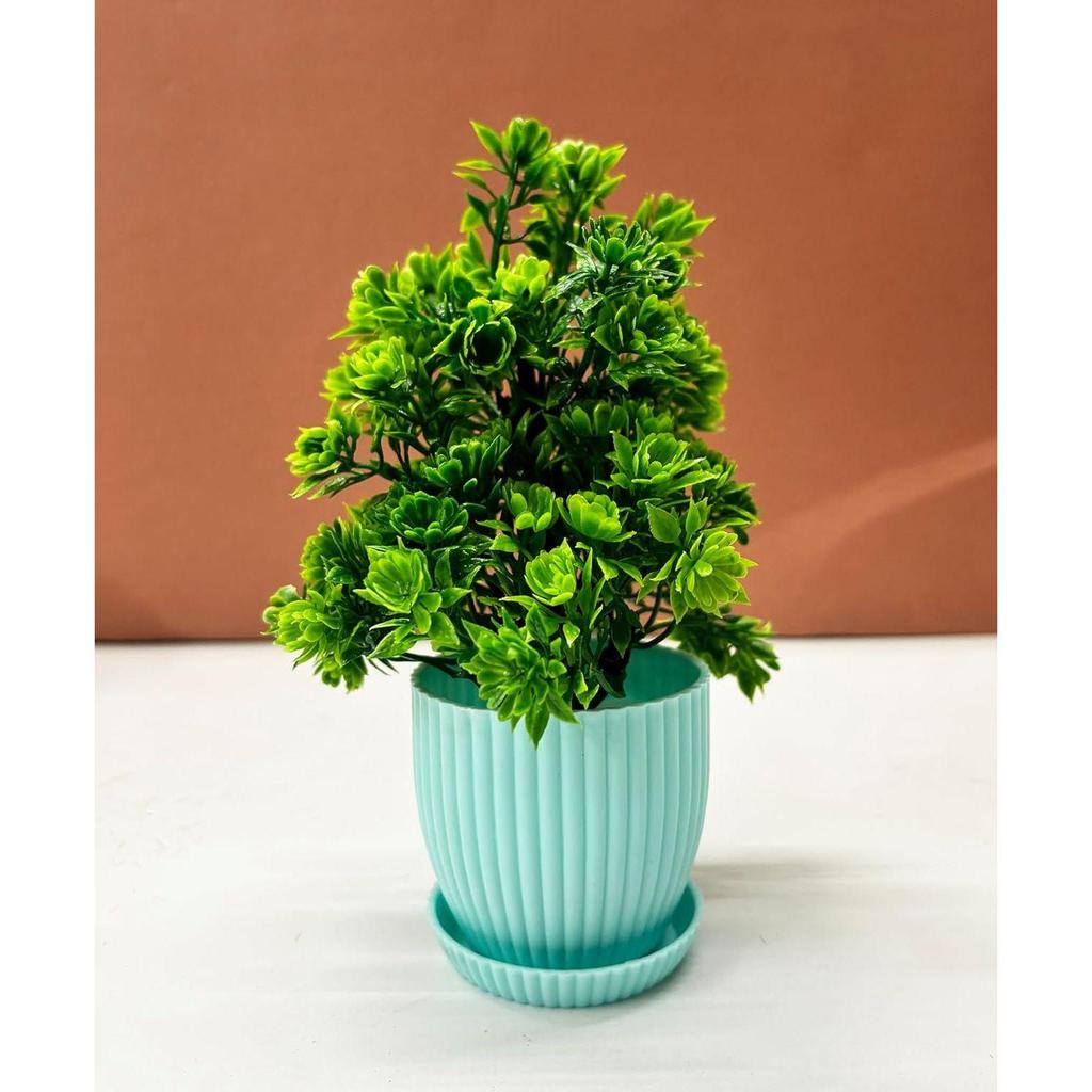 6 Stück Kleine Kunstpflanzen, Mini Künstliche Pflanzen Indoor für Zuhause Bauernhaus Badezimmer Regal Deko (Hellblau, Höhe : 17CM)