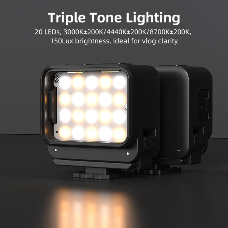 Mini LED Vloggings Light With Magnetic Mount And Waterproof Design For Action Cameras Cold Shoe Adapters 3000K 8700K Adjustable