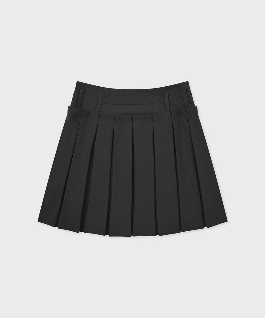 Pallet Double Layered Pleated Skirt Charcoal
