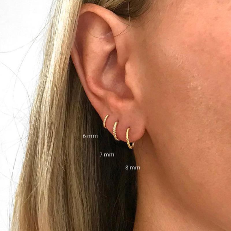 Basic Twist S925 Sterling Silver Hipster Twist Rope Circle Earrings Earrings Earrings Ear Buckle Versatile 18K Gold Jewelry