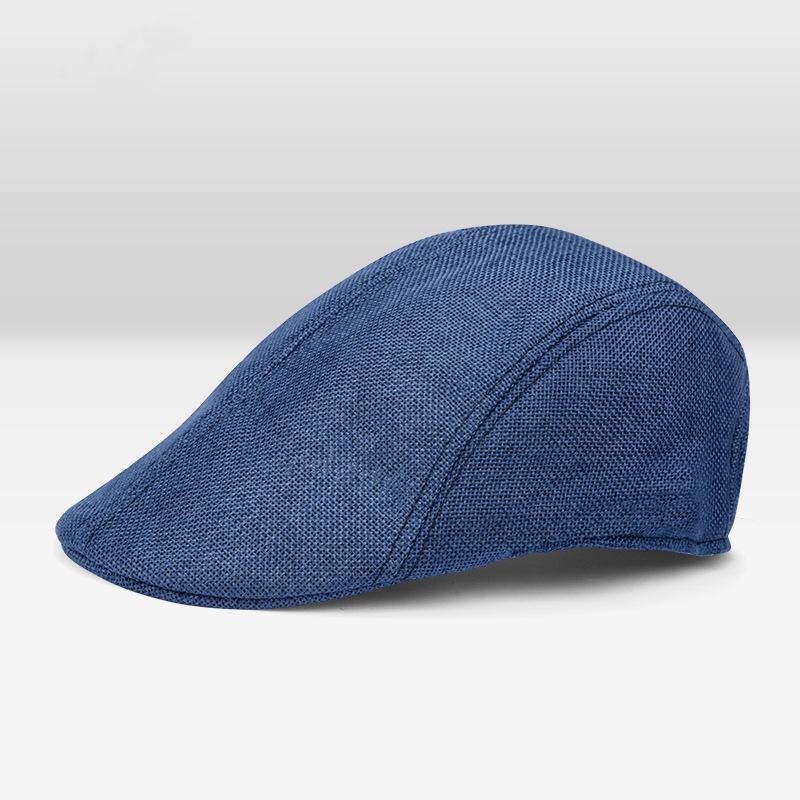 Sun hat summer breathable beret cap cap linen hollow solid color beret forward hat sun protection men and women