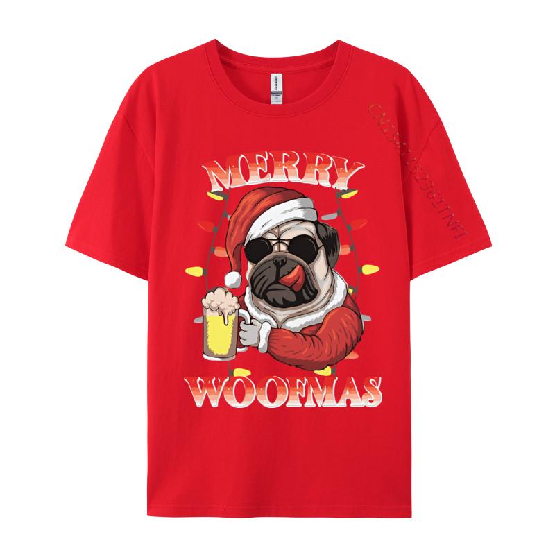 Merry Woofmas Christmas Funny Dog Santa Tshirt Printed T Shirts Unisex Tshirts Unisex Distinctive Design Tops Designer T Shirt
