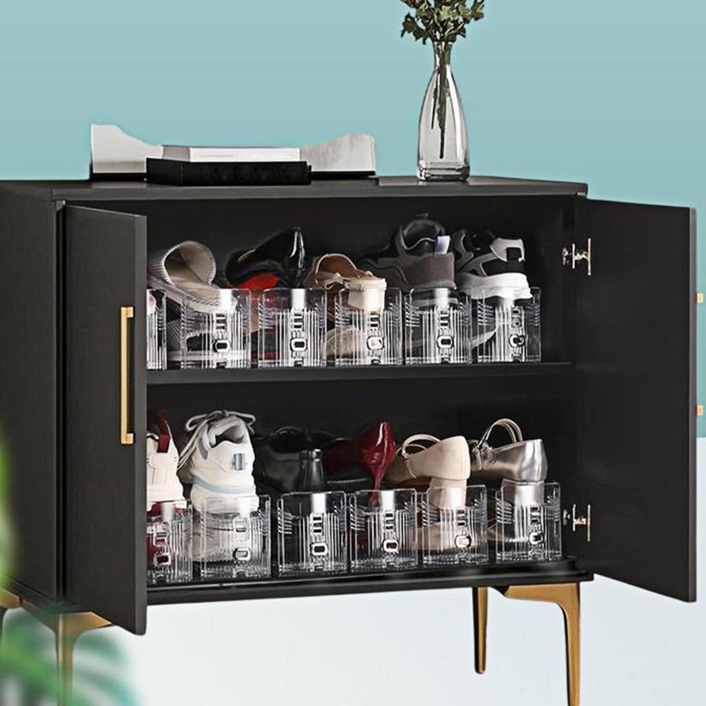 Shoe Stacker Organizer 6 Piece Shoe Risers for Closet Shelf Non-Slip Stackable Double-Layer Holder Height Adjustment Storage
