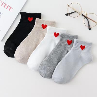 5 Paar Socken Baumwolle Kurze Socken Harajuku Neuheit Liebesherz Muster Socken Hip Hop Einfarbig Niedliche Socken Schwarz Weiß Socken Socken