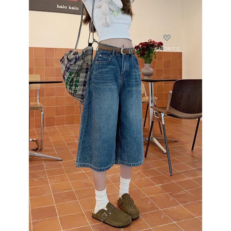 Y2k Retro Women Low Rise Jorts Brushed Black Wash Cropped Baggy Jeans Wide Leg Frayed Denim Short Pants Acubi Fashion
