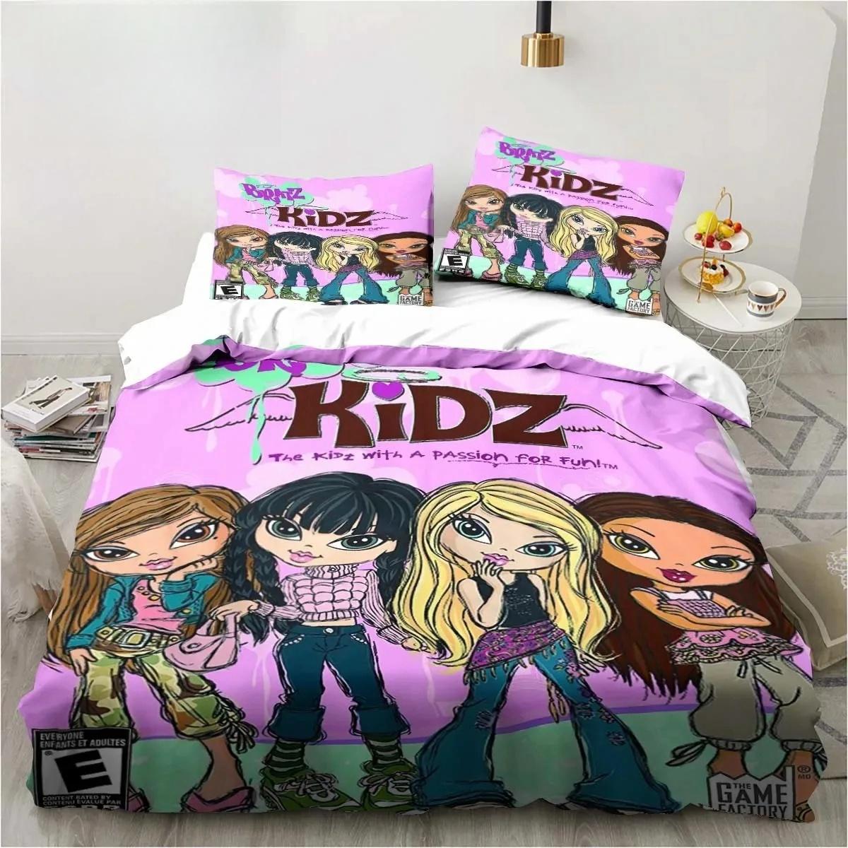 Rajzfilm B-Bratz 3D Nyomtatás Kawaii Lányok Ágynemű Szett Egyágyas Iker Teljes Queen King Méretű Ágyszett Felnőtt Gyerek Lányok Hálószoba Ágynemű Ajándék 140x200cm 3pcs
