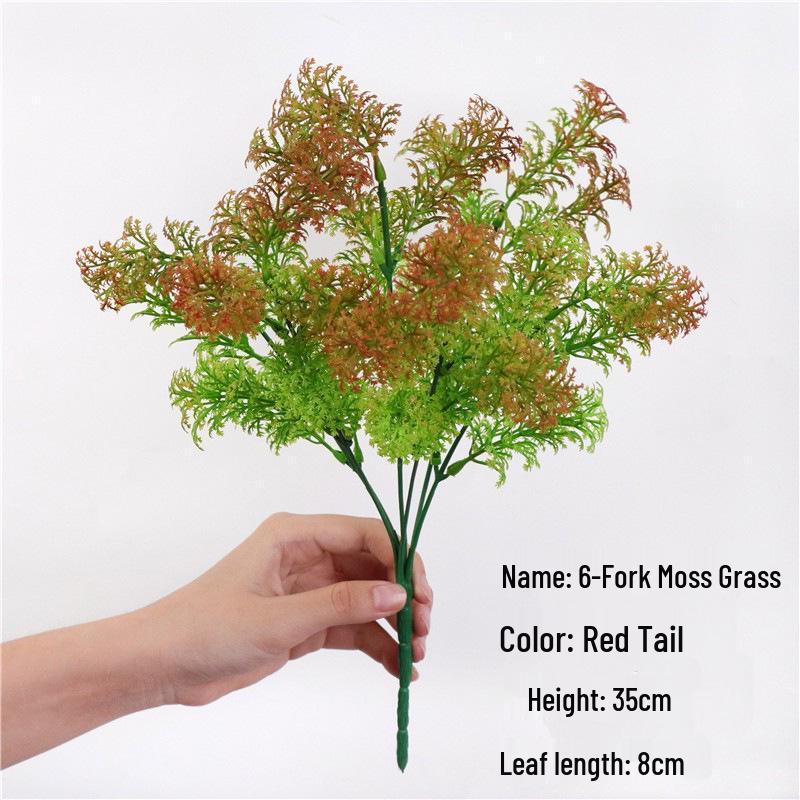 Artificial Green Plant Bundle: Decorative Plastic Grass, Water Grass, Plastic Flower, and Fern.