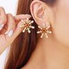 Crystal Zircon Pearl Christmas Stud Earrings Snowflake Long Tassel Earring  Party Accessories