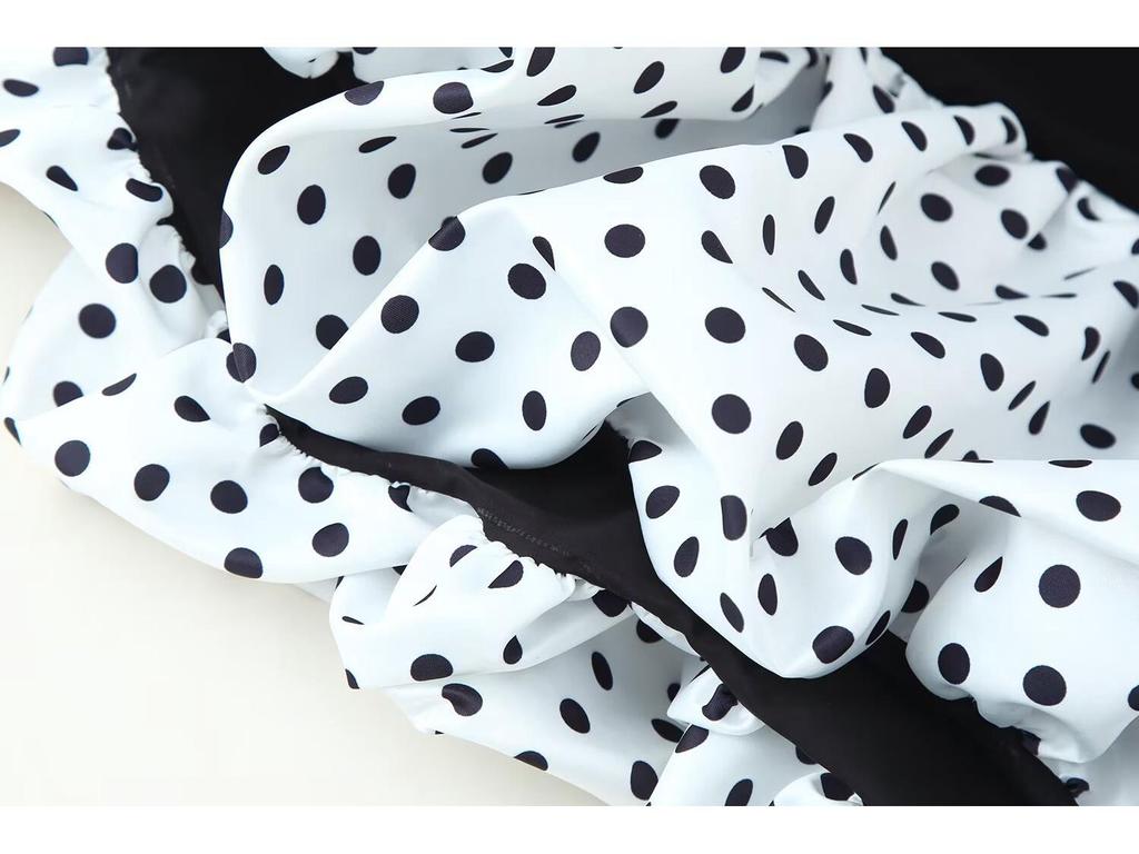 European-Style Trendy Polka Dot Deep V Spaghetti Strap Dress