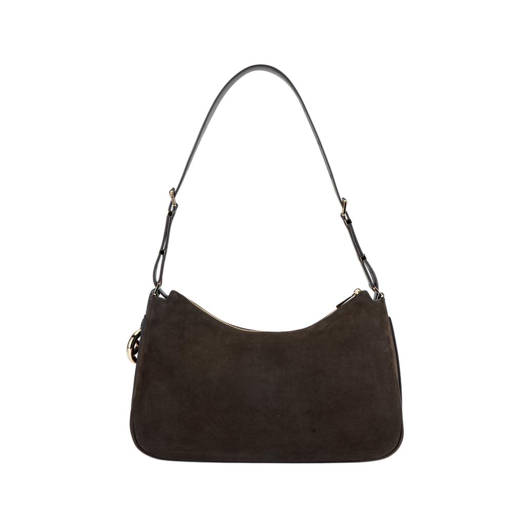 Michael Kors Nolita Brand Logo Suede Hobo Bag Women Shoulder Bag Chocolate 30F5GY5M2L-CHOCOLATE
