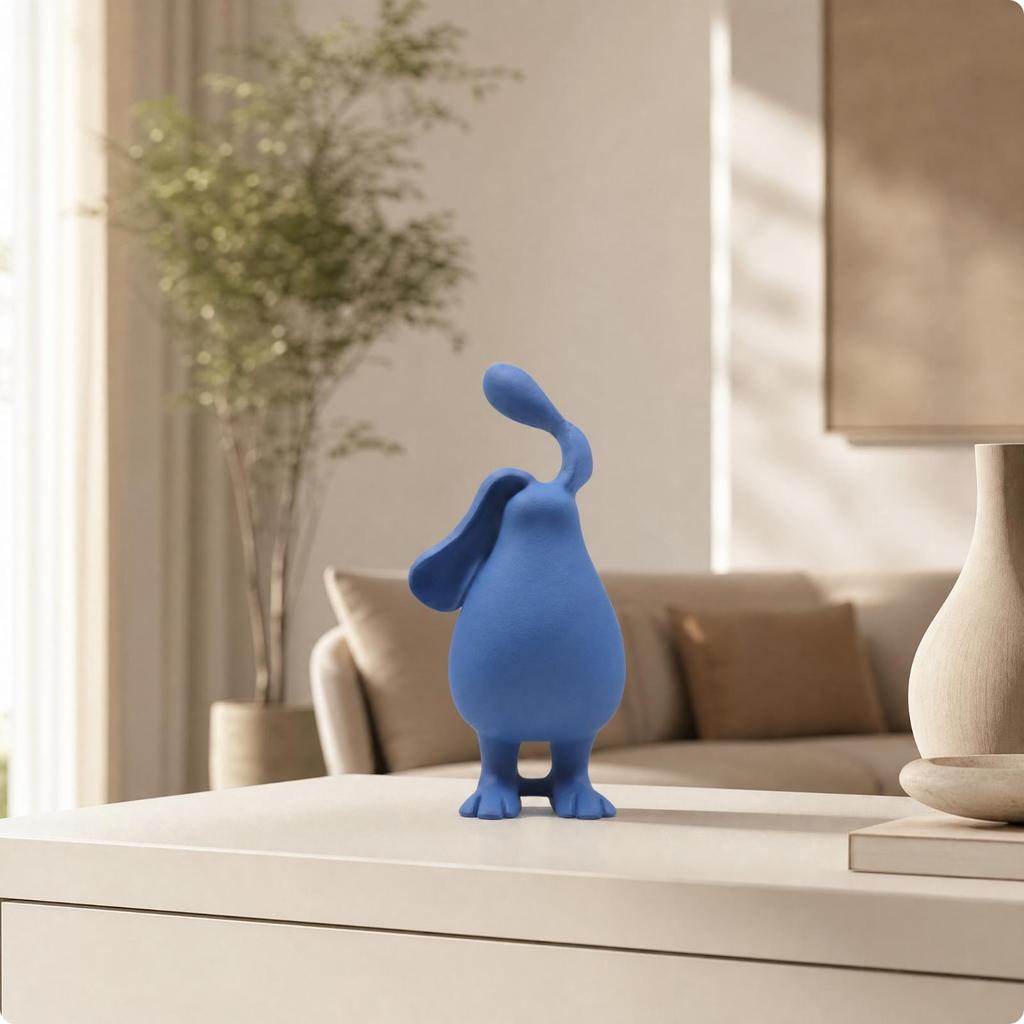 Resin Rabbit Ornament Cute Bunny Figurine Moderate Size for Model Home, Tabletop